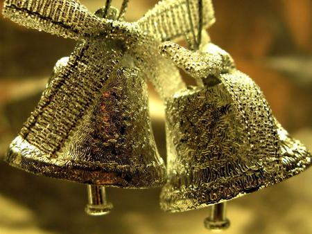 Bells - bow, bells, abstract, golden