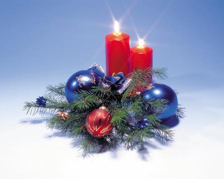 Christmas decoration - magic, blue, light, red, flames, merry christmas, golden, hollidayes, candles, xmas, holliday, decoration, ball, happy new year, balls, candle, flame, beauty, gold, lovely, christmas, lights, green