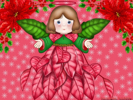 Poinsettia angel - holiday, poinsettia, angel, christmas