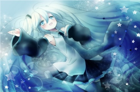 miku - aqua, stars, epic, vocaloid, miku