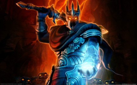 Overlord - glowing, king, blue, fire, ruler, eyes, evil, darkness