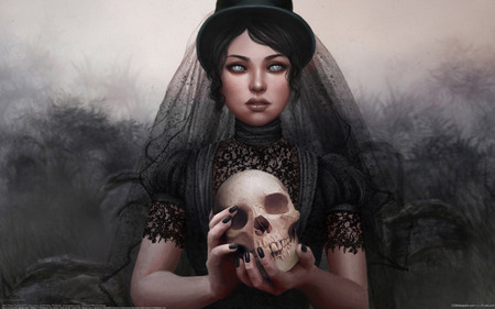 Own Funeral - mourn, dress, poland, death, skull, cg, black, skeleton, art, artist