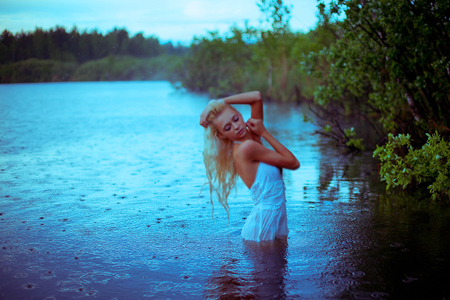 In the river - sexy, girl, model, river