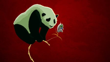 Panda - bear, black, white, cartoon, panda, cute