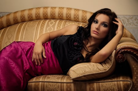 Elegant - girl, sofa, sexy, model