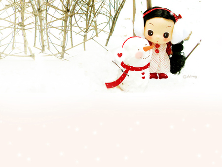 Ddung and snowman - snowman, winter, holiuday, christmas