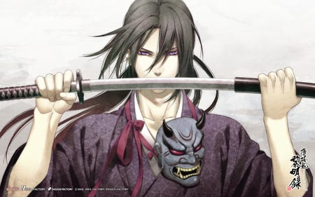 Hijikata Toshizou - male, mask, oni, samurai, shinsengumi, hakuouki, cool, kitan, katana