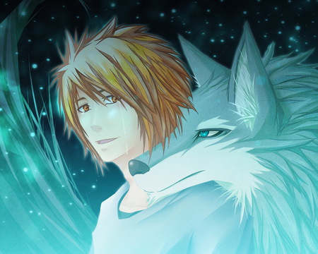 furry and anime - wolf, blue, furry, anime, color