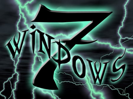 windows 7 - water, blue, windows, dark, windows 7, green, bright, 7, lightning