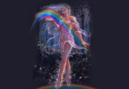 Rainbow - girl, fantasy, colors, rainbow