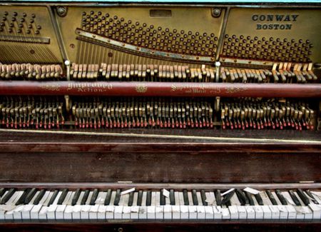 old piano - music, piano, old, photography