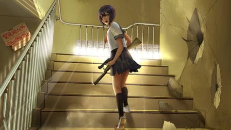 Extracurricular Urban Warfare - badass, urban combat, cute and deadly, schoolgirl