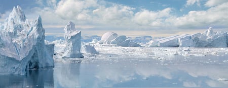 Ice Lake - ice, winter, sea, mountain, sky