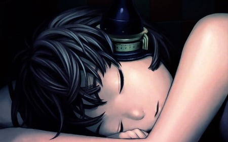 Sleeping... - sleeping, beauty, headphones, beautiful, music, anime girl, cute