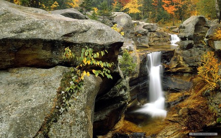 Waterfall - nature, waterfall, rocks, autumn