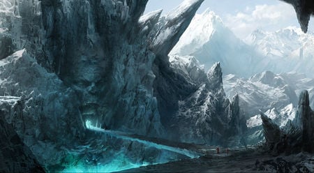 Fantasy Landscape - face, cave, fantasy, landscape, mountain