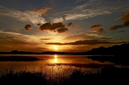 Sunset - cloud, sky, lake, sunset, nature, sun