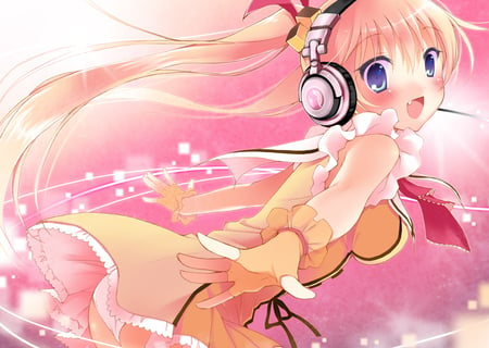 Headphone girl - pink, cute, nice, headphones, sweet, colorful