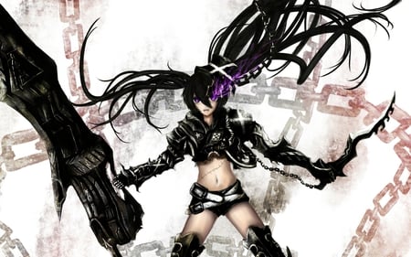 Black Rock Shooter - blade, insane, big, chains, kuroi, mato, sword, weapon