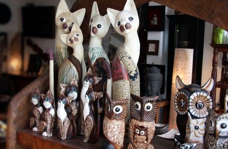 Animal statues - owls, cats, statues, animals