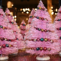 pink christmas trees