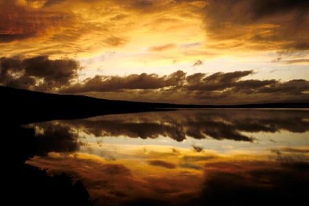 Midnight Sun - beauty, lake, sunset, nature