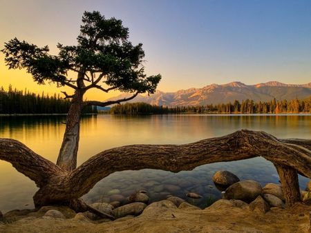 Peaceful Lake - quiet, sunset, serene, lake, peaceful