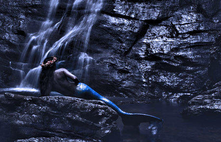 Mermaid - girl, 3d, mermaid, rocks