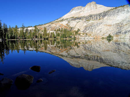 Where a mountain meets a lake - lake, reflection, meet, nature, mountain