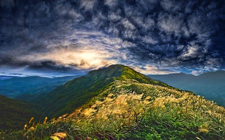 Just Before Sunset - landscape, gorgeous, mountain, sky