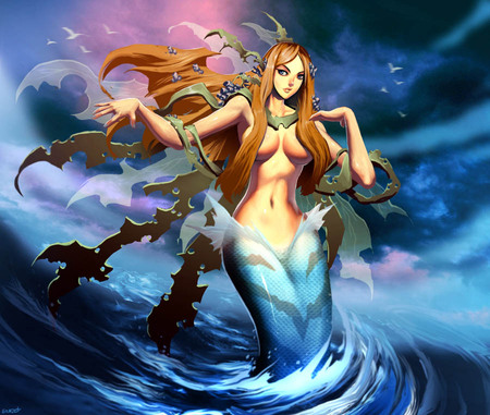 Reina del mar - anime, diosa, wallpaper, other