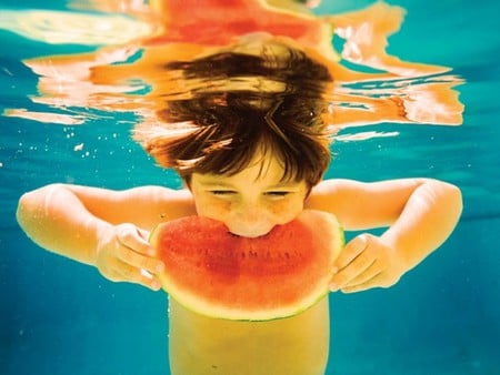 Watermelon - boy, water, people, watermelon, child