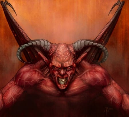 Demon - fantasy, wings, artwork, demon, horns