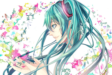 Hatsune Miku - virtual, miku, vocaloids, song, singer, cool, pink, awesome, vocaloid, yellow, anime, twintail, aqua hair, realistic, hatsune, black, cute, beautiful, girl, anime girl, real, white, colorful, program, aqua eyes, pretty, aqua, beauty, diva, nice, idol, music, green, hatsune miku