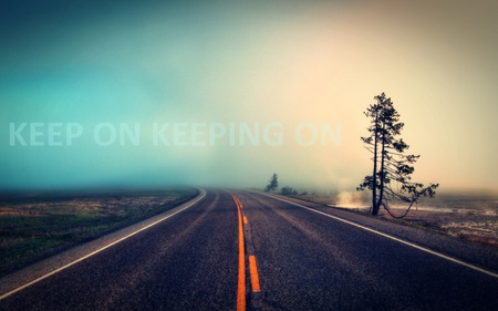 keep on - distance, sky, tree, road