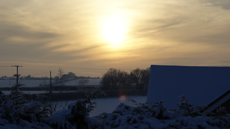 Snowset - christmas, snow, winter, sunset