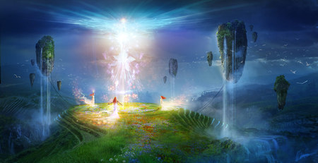 Circle Of Satori - light, magic, rock, fairy, waterfall