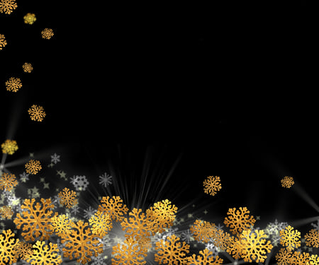 snowflakes - black, winter, snowflake, snowflakes, beautiful, nice, gold, cool