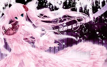 pink&pretty - anime, girl, pink, dress