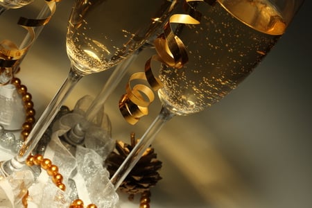 Champagne - glasses, cool, beautiful, champagne, happy new year, elegant, holiday, merry christmas, nice, gold, photography