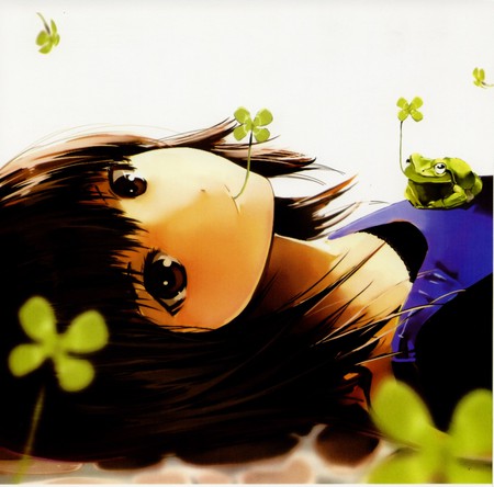 flower girl - blue, girl, flower, bishoujo, master, blur, green, painting, 100