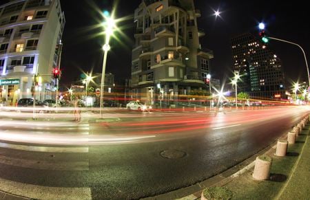 city street at night - street, lights, traffic, city, night