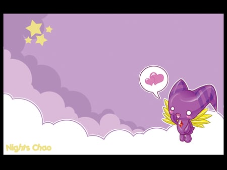 NiGHTS-chao - clouds, purple, funny, wings, cute, chao, stars