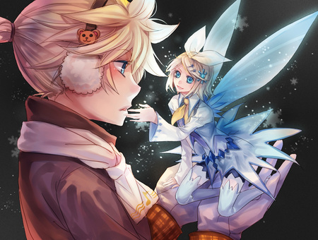 Kagamine Len & Kagamine Rin - rin, vocaloid, kagamine rin, anime, kagamine len, len