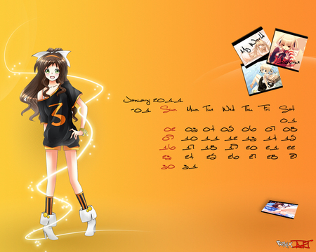 Anime Art Calendar - art, girl, anime, photoshop art, calendar