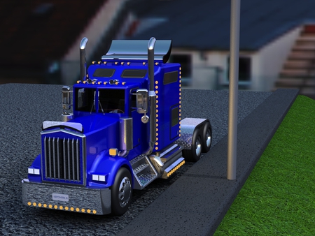 3-D truck - 18wheeler, transport, big rig, 3-d truck