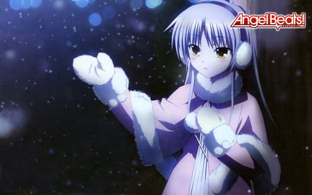 Its that time of year - winter, kanade, snow, night, angel beats