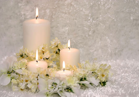 candles - nice, candle, candles, photography, bouquet, gentle, elegant, white, cool, beautiful, flowers, harmony, flower