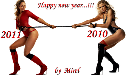 Happy new year - black, 2010, woman, red, 2011, happy new year, sexy