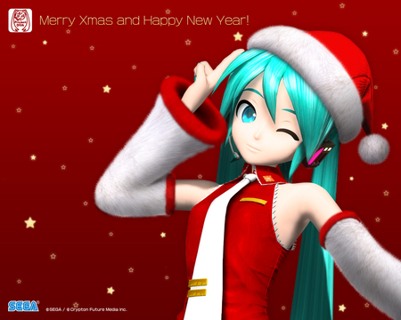 miku xmas - miku, happy, awesome, vocaloid, xmas, new year